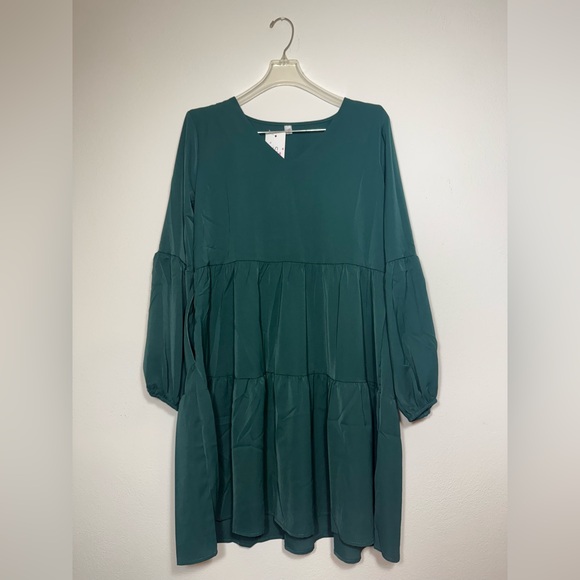 🎉HP🎉 Sherosa Women’s Long Sleeve Tunic Dress Ruffle V Neck Swing Shift Dress - Picture 2 of 8